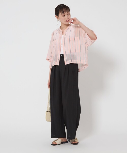 green label relaxing（グリーンレーベルリラクシング）の「100/2 ハイツイスト 2ポケット シャツ（シャツ/ブラウス・レディース・ライトピンク/ホワイト/ライトブルー・FREE）」の21枚目の写真