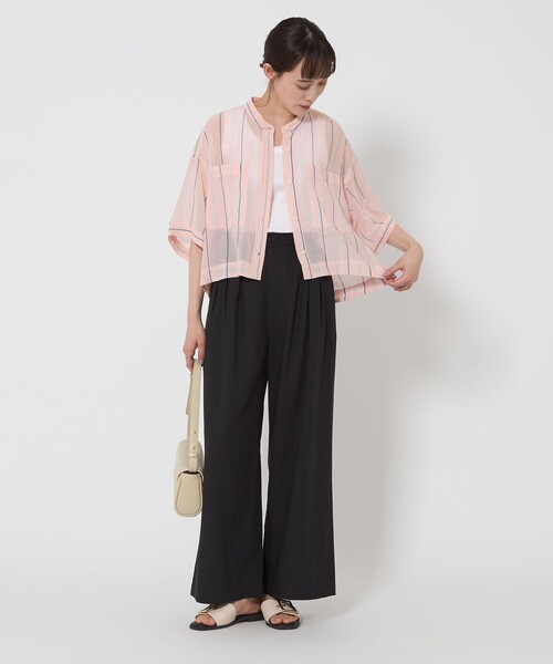 green label relaxing（グリーンレーベルリラクシング）の「100/2 ハイツイスト 2ポケット シャツ（シャツ/ブラウス・レディース・ライトピンク/ホワイト/ライトブルー・FREE）」の5枚目の写真