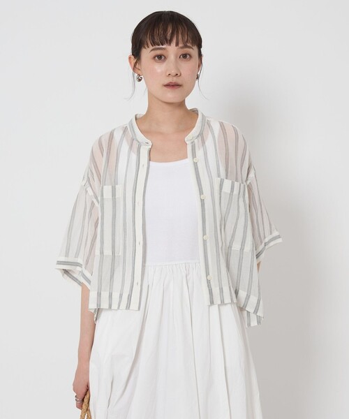 green label relaxing（グリーンレーベルリラクシング）の「100/2 ハイツイスト 2ポケット シャツ（シャツ/ブラウス・レディース・ライトピンク/ホワイト/ライトブルー・FREE）」の6枚目の写真