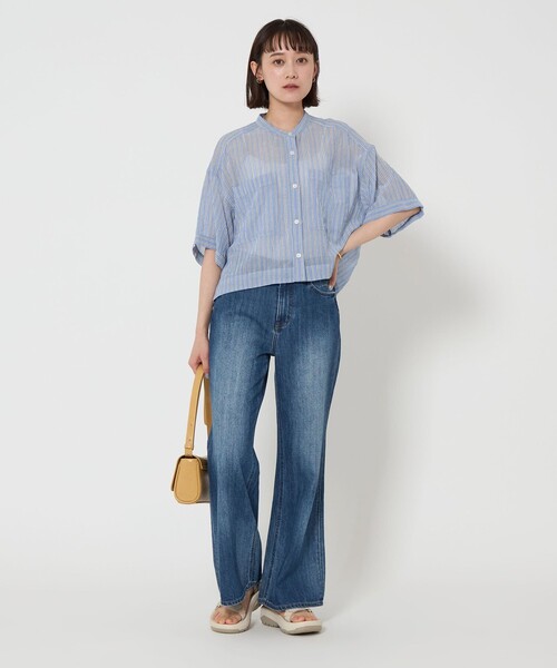 green label relaxing（グリーンレーベルリラクシング）の「100/2 ハイツイスト 2ポケット シャツ（シャツ/ブラウス・レディース・ライトピンク/ホワイト/ライトブルー・FREE）」の22枚目の写真