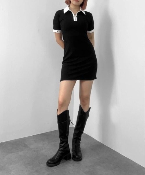 jiasecond.】バックオープンポロミニワンピ(オリジナル