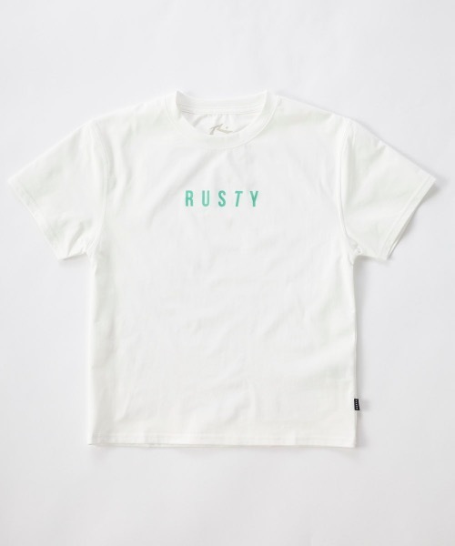 RUSTY（ラスティ）の「【RUSTY/ラスティー】キッズハイブリットTシャツ　水陸両用Tシャツ　バックプリント（ラッシュガード・キッズ・ホワイト/ブラック/ホワイト×ピンク/その他25・120/160/150/140/130）」の12枚目の写真