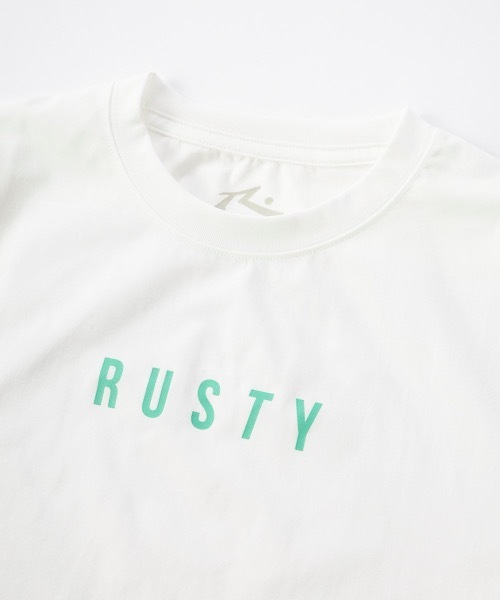 RUSTY（ラスティ）の「【RUSTY/ラスティー】キッズハイブリットTシャツ　水陸両用Tシャツ　バックプリント（ラッシュガード・キッズ・ホワイト/ブラック/ホワイト×ピンク/その他25・120/160/150/140/130）」の11枚目の写真