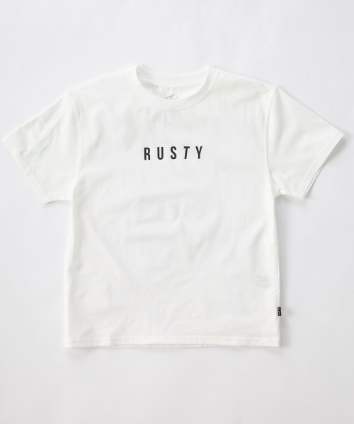 RUSTY（ラスティ）の「【RUSTY/ラスティー】キッズハイブリットTシャツ　水陸両用Tシャツ　バックプリント（ラッシュガード・キッズ・ホワイト/ブラック/ホワイト×ピンク/その他25・120/160/150/140/130）」の9枚目の写真