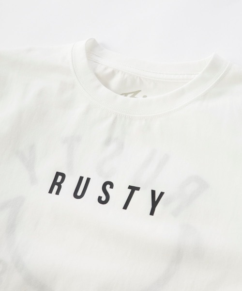 RUSTY（ラスティ）の「【RUSTY/ラスティー】キッズハイブリットTシャツ　水陸両用Tシャツ　バックプリント（ラッシュガード・キッズ・ホワイト/ブラック/ホワイト×ピンク/その他25・120/160/150/140/130）」の8枚目の写真