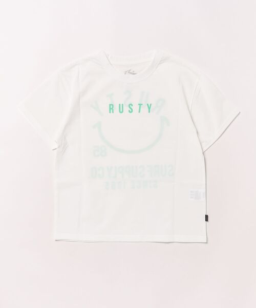 RUSTY（ラスティ）の「【RUSTY/ラスティー】キッズハイブリットTシャツ　水陸両用Tシャツ　バックプリント（ラッシュガード・キッズ・ホワイト/ブラック/ホワイト×ピンク/その他25・120/160/150/140/130）」の16枚目の写真