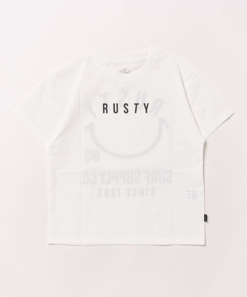 RUSTY（ラスティ）の「【RUSTY/ラスティー】キッズハイブリットTシャツ　水陸両用Tシャツ　バックプリント（ラッシュガード・キッズ・ホワイト/ブラック/ホワイト×ピンク/その他25・120/160/150/140/130）」の15枚目の写真