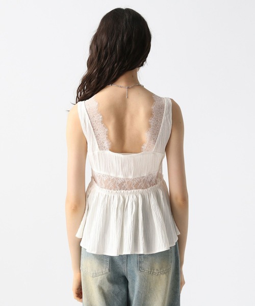 FOREVER 21（フォーエバー トゥエンティーワン）の「【2025SS】レースドッキングノースリーブブラウス（シャツ/ブラウス・レディース・ベージュ/ブラック/オフホワイト・FREE）」の7枚目の写真