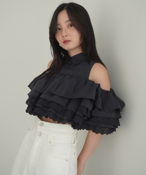 【人気ショップが最安値挑戦！】 ボリュームラッフルブラウス（シャツ/ブラウス）｜eimy istoire トップス