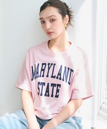 クロップド丈ロールアッププリントTシャツ