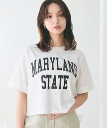 RECTO クロップド丈 ロゴTシャツ 楽天市場】クロップド丈ロールアッププリントTシャツ レディース