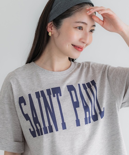 coca(coca)(コカ)の「クロップド丈ロールアッププリントTシャツ(Tシャツ/カットソー・レディース・ホワイト/グレー/アイボリー/ライトピンク・M/L/S)」の17枚目の写真