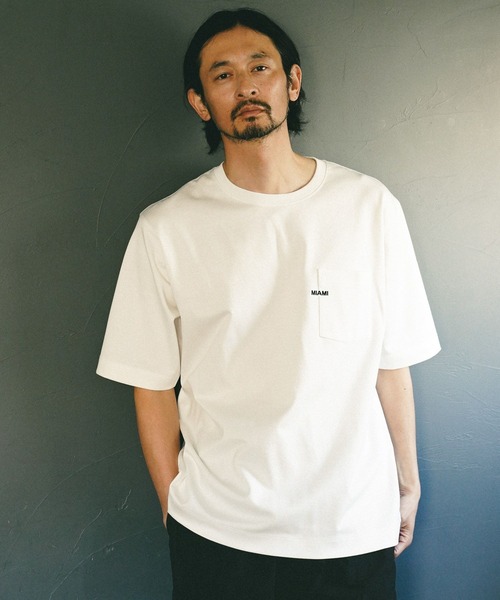 BAYFLOW(ベイフロー)の「【接触冷感】シルケットワンポイントTシャツ(Tシャツ/カットソー・メンズ・ブルー/ブラック/ホワイト・MEDIUM/LARGE)」の2枚目の写真