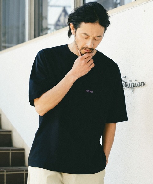 BAYFLOW(ベイフロー)の「【接触冷感】シルケットワンポイントTシャツ(Tシャツ/カットソー・メンズ・ブルー/ブラック/ホワイト・MEDIUM/LARGE)」の3枚目の写真