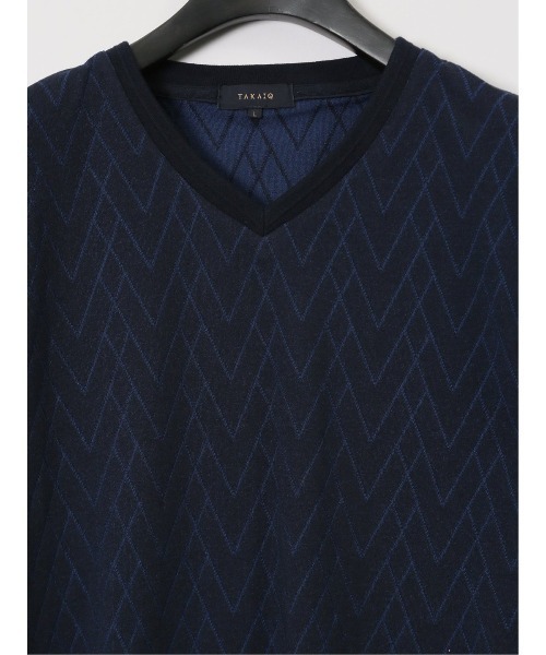 renoma HOMME（レノマオム）の「【ウォッシャブル】タカキュー プレーティングジャガード Vネック半袖Tシャツ（Tシャツ/カットソー・メンズ・ネイビー/ライトグレー・MEDIUM/LARGE/X-LARGE）」の8枚目の写真