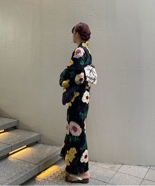 着物・浴衣 KEITAMARUYAMA Ameri BLACK FLOWER YUKATA セール】KEITAMARUYAMA × Ameri BLACK FLOWER YUKATA（浴衣