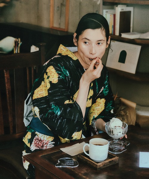 セール】KEITAMARUYAMA × Ameri BLACK FLOWER YUKATA（浴衣）｜KEITA