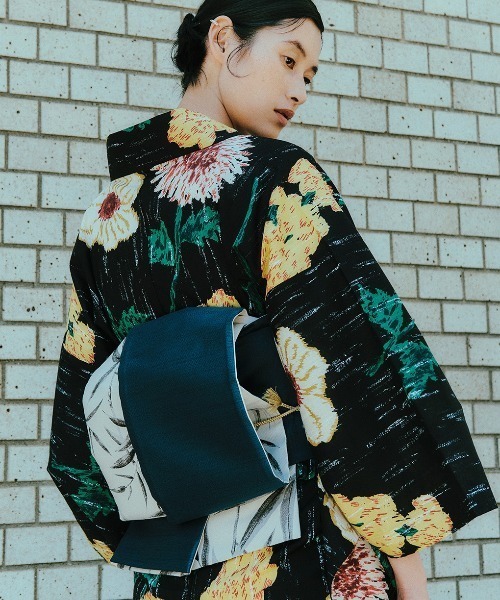 セール】KEITAMARUYAMA × Ameri BLACK FLOWER YUKATA（浴衣）｜KEITA