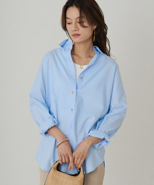 Long light round shirt ロングライトラウンドシャツ BEAMS BOY (BEAMS BOY) [Reduced price on 7/3] London Stripe