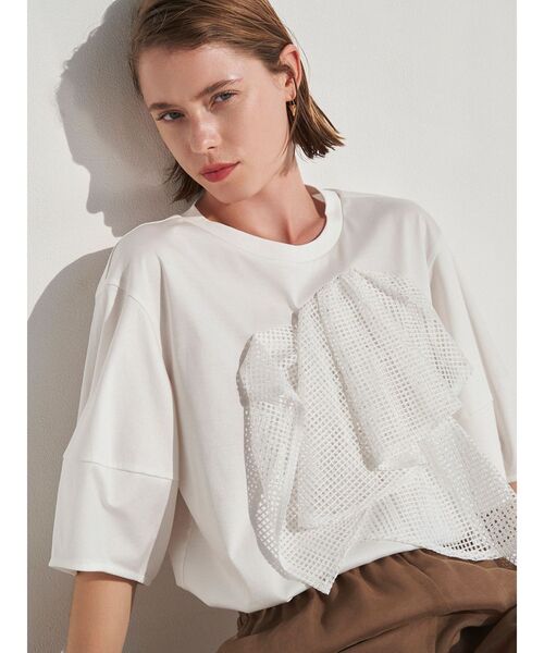 ELENDEEK（エレンディーク）の「レースドレープカットソー（Tシャツ/カットソー・レディース・ブラック/オフホワイト・FREE）」の17枚目の写真