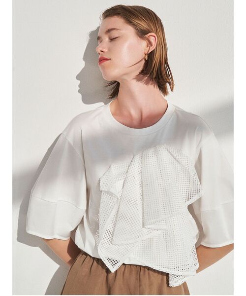ELENDEEK（エレンディーク）の「レースドレープカットソー（Tシャツ/カットソー・レディース・ブラック/オフホワイト・FREE）」の18枚目の写真