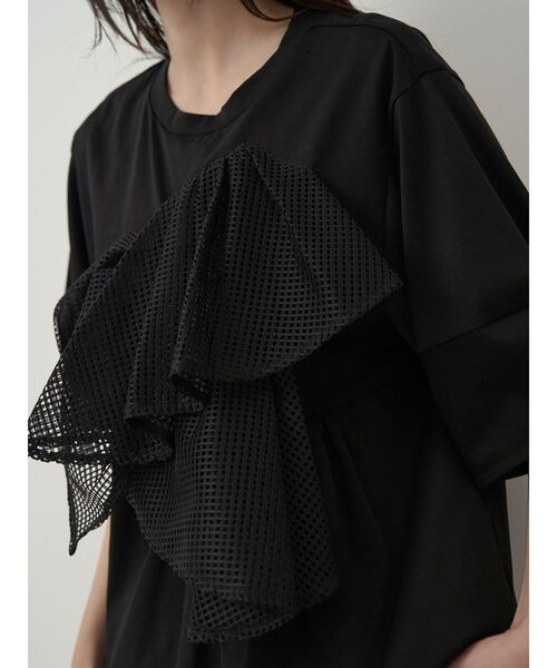 ELENDEEK（エレンディーク）の「レースドレープカットソー（Tシャツ/カットソー・レディース・ブラック/オフホワイト・FREE）」の7枚目の写真