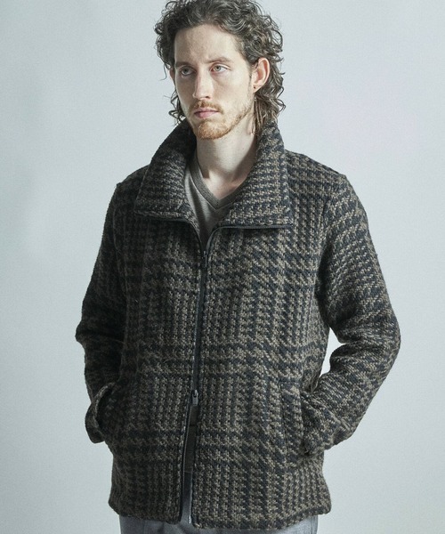 MEN'S BIGI(メンズビギ)の「【John Branigan/ジョン・ブラニガン】別注チェック柄ニット風ブルゾン(ブルゾン・メンズ・ブラック/ブラウン/ネイビー・02/03)」の2枚目の写真