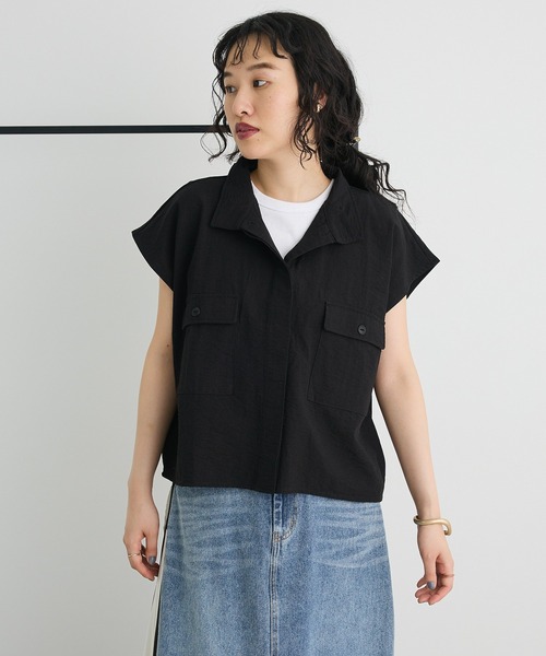CRAFT STANDARD BOUTIQUE(クラフトスタンダードブティック)の「カーゴシャツ(シャツ/ブラウス・レディース・ブラウン/ブラック・FREE)」の3枚目の写真