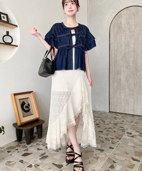 【再入荷】素敵 アシンメトリー ロングスカート フリル 再入荷】素敵 アシンメトリー ロングスカート フリル (スカート