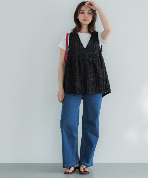 coca(coca)(コカ)の「フラワーチュールベスト(ベスト・レディース・アイボリー/ブラック・L/M)」の12枚目の写真