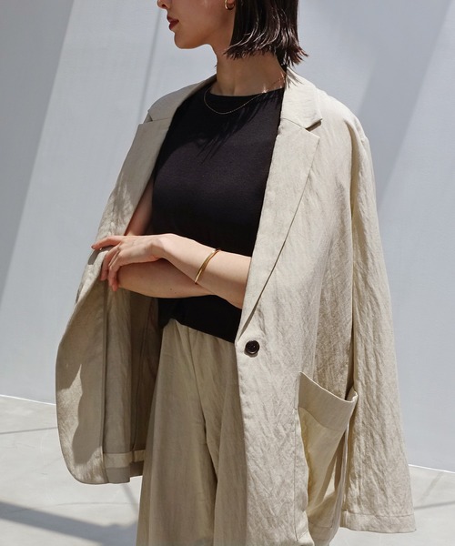 セール】リネンブレンドテーラードジャケット（テーラードジャケット