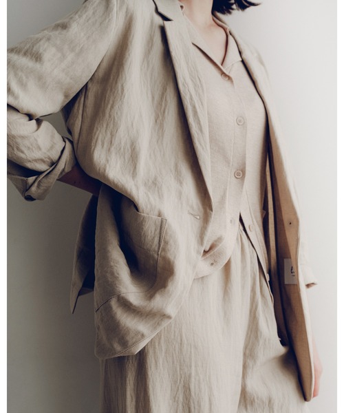 セール】リネンブレンドテーラードジャケット（テーラード