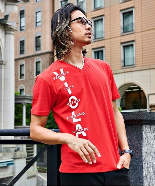 VIOLA(ヴィオラ)の「『VIOLA rumore/ヴィオラ ルモーレ』裏使いV/N半袖Tシャツ(Tシャツ/カットソー・メンズ・レッド/ブラック/ホワイト・XL/L/M)」の3枚目の写真