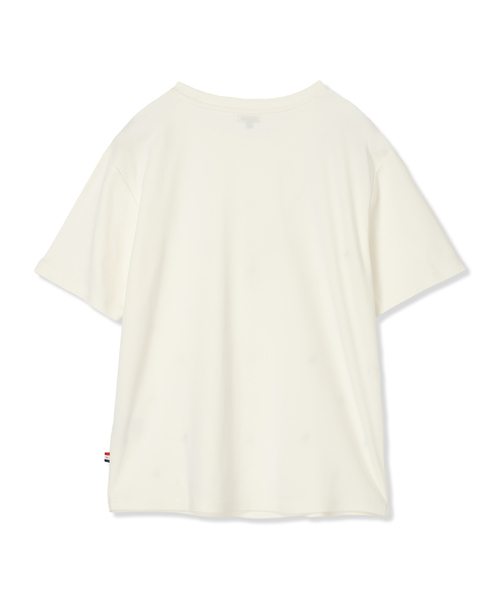 Petit Honfleur(プチオンフルール)の「【接触冷感・UVカット】オーガニックコットンリボン刺繍Tシャツ(Tシャツ/カットソー・レディース・ネイビー/ホワイト・M/L)」の4枚目の写真