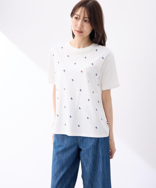 Petit Honfleur(プチオンフルール)の「【接触冷感・UVカット】オーガニックコットンリボン刺繍Tシャツ(Tシャツ/カットソー・レディース・ネイビー/ホワイト・M/L)」の14枚目の写真