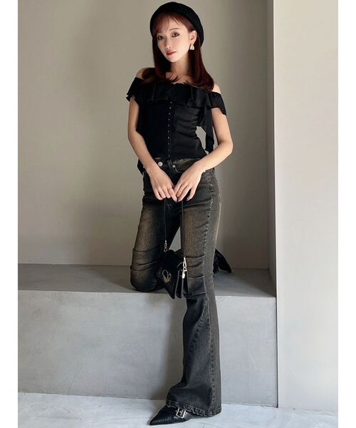 RESEXXY(リゼクシー)の「ニーズタックデニムパンツ(デニムパンツ・レディース・ブラック/ライトブルー・SMALL/MEDIUM)」の7枚目の写真