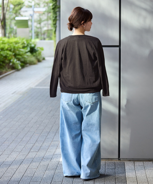 セール】《追加》フレンチリネン7分袖カーディガン