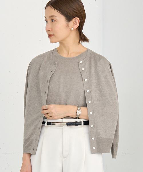 IENA フレンチリネン7分袖カーディガン セール】《追加》フレンチリネン7分袖カーディガン