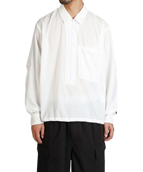 DAIWA PIER39（ダイワピア39）の「DAIWA PIER39 / ダイワ ピアサーティナイン：TECH HALF ZIP SHIRT L/S：BE-39025[PIE]（Tシャツ/カットソー・メンズ・ホワイト/チャコールグレー・M/S）」の11枚目の写真