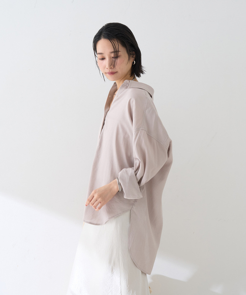 EMMA ROUGE VIF(エマルージュヴィフ)の「【新色追加】麻混バックスリットシャツ(シャツ/ブラウス・レディース・ブラウン/ピンク/グレイッシュベージュ・フリー)」の10枚目の写真