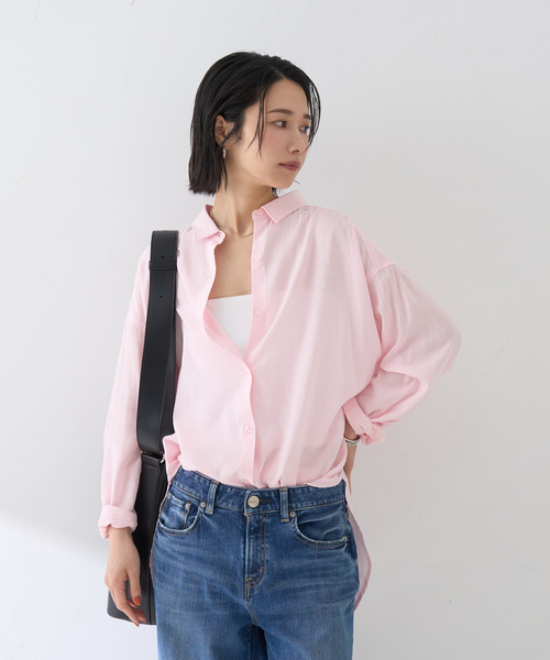 EMMA ROUGE VIF(エマルージュヴィフ)の「【新色追加】麻混バックスリットシャツ(シャツ/ブラウス・レディース・ブラウン/ピンク/グレイッシュベージュ・フリー)」の8枚目の写真