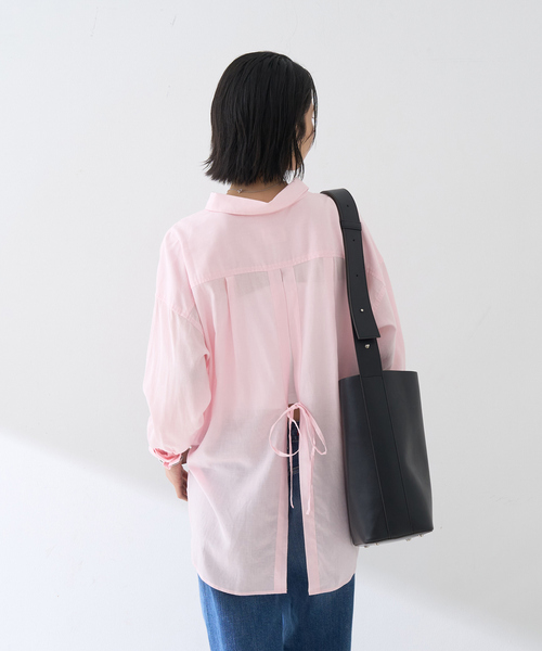 EMMA ROUGE VIF(エマルージュヴィフ)の「【新色追加】麻混バックスリットシャツ(シャツ/ブラウス・レディース・ブラウン/ピンク/グレイッシュベージュ・フリー)」の6枚目の写真