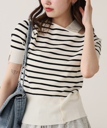 ワンショルダー 半袖リブニット 秋物 秋服 2026年秋冬