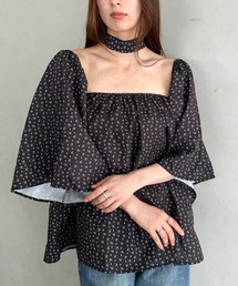 オフショル小花柄ボリュームブラウス
