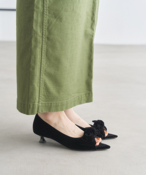 ルタロン（LE TALON）/3．5cmポインテッドリボンオープントゥパンプス セール】3.5cmポインテッドリボンオープントゥパンプス（パンプス