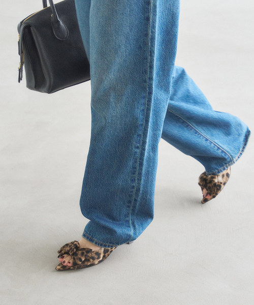 セール】3.5cmポインテッドリボンオープントゥパンプス（パンプス