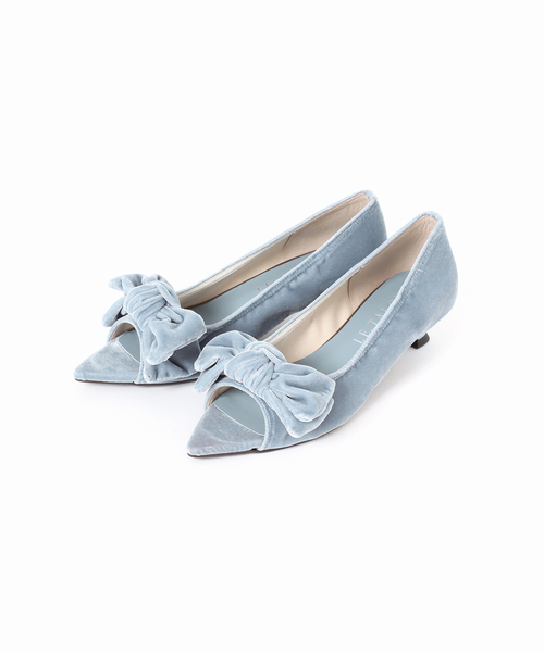 LE TALON（ルタロン）の「3.5cmポインテッドリボンオープントゥパンプス（パンプス・レディース・ブラック×ブラック/ブラウン系その他/サックスブルー・22cm/22.5cm/23cm/23.5cm/24cm/24.5cm/25cm）」の4枚目の写真