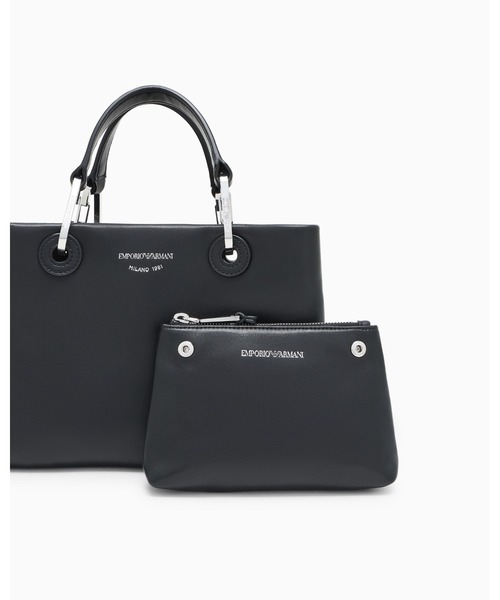 EMPORIO ARMANI(エンポリオアルマーニ)の「【エンポリオ アルマーニ】MyEA ショッパー ナッパレザー スモール(ハンドバッグ・レディース・ブラック/ネイビー/ライトブルー/オフホワイト・FREE)」の9枚目の写真