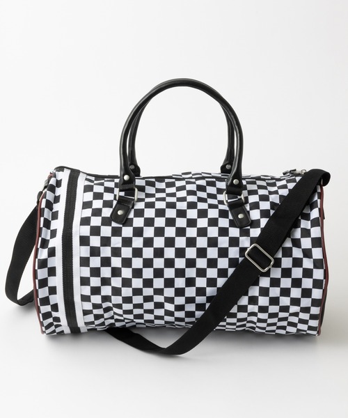 merc london（メルクロンドン）の「メルクロンドン Merc London スカ チェッカー バレルバッグ（ドラムバッグ・メンズ・ブラック×ホワイト・FREE）」の4枚目の写真
