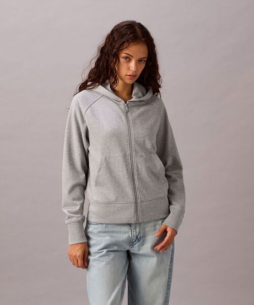 【新品】  カルバンクライン フリースジップパーカーグレー Calvin Klein（カルバン・クライン） パーカー フレンチテリー ジップ